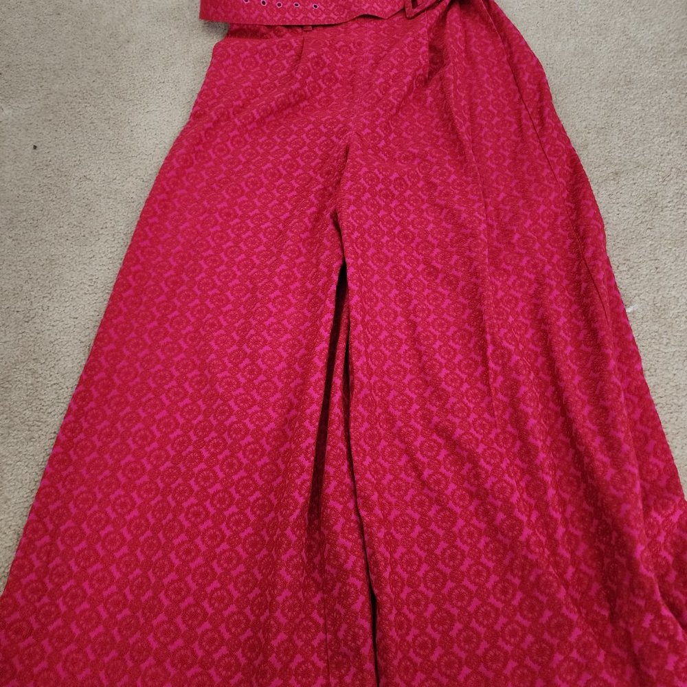 Anthropologie ettiwa fuschia pink jumpsuit with belt